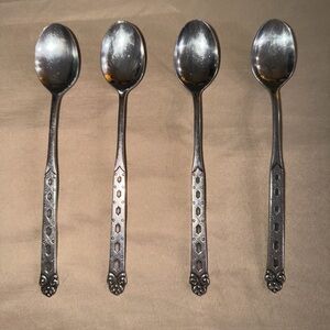 Vintage Oneida Northland Stainless Iced Tea Spoons Set of 4 Old Baroque